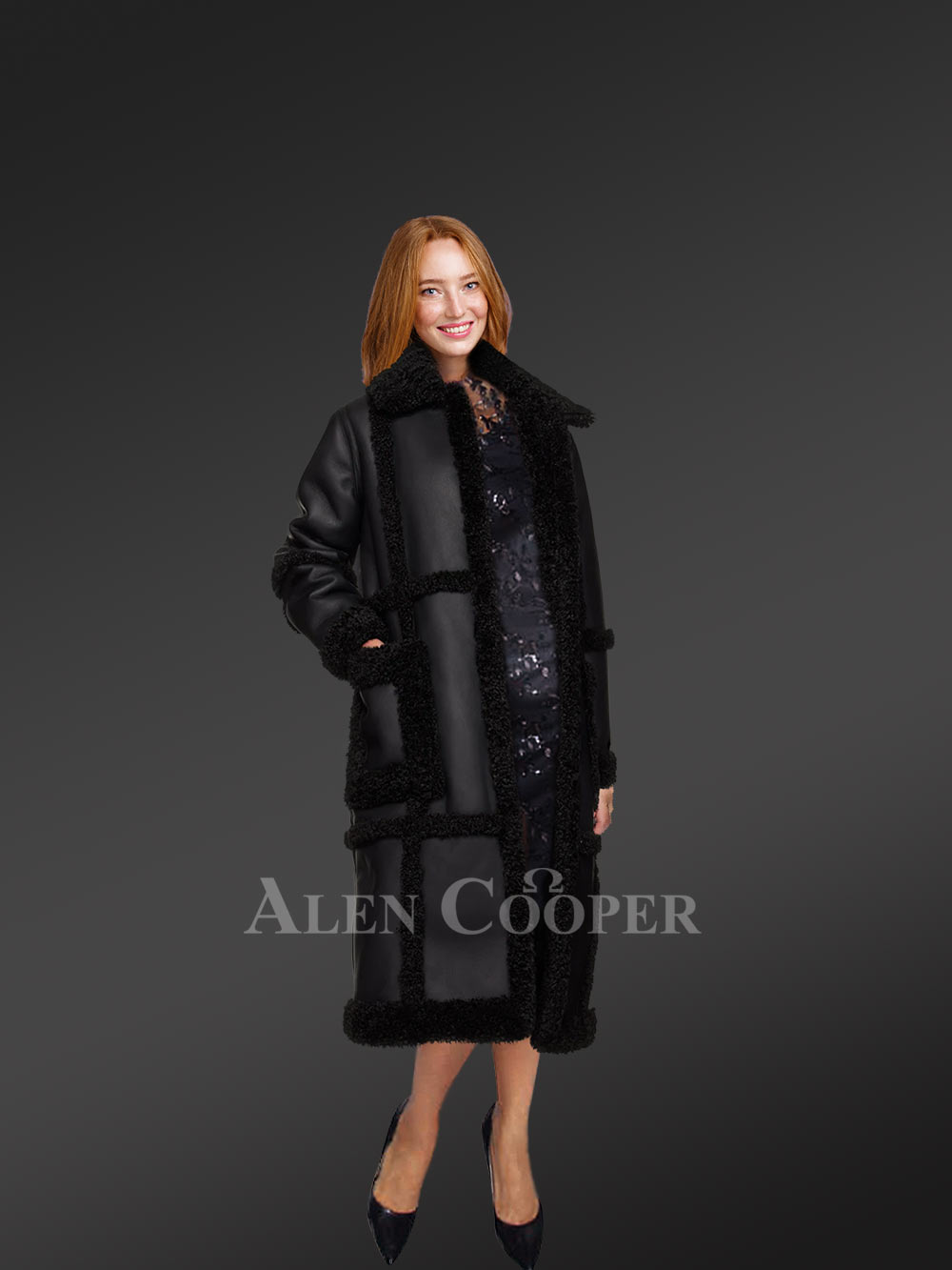 Womens Shearling Long Coat for Stunning Winter Looks - Image 2