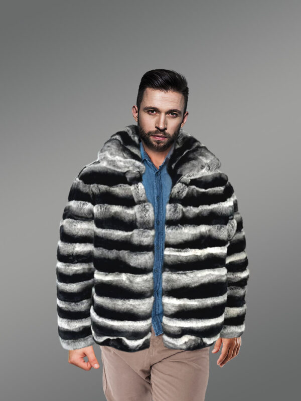 Rex Rabbit Fur Mens Bomber in Grey