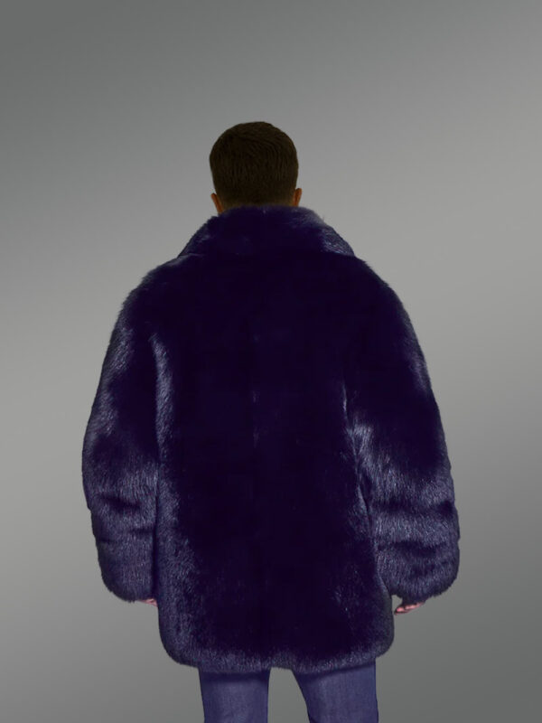 Men’s Mid Length Fox Fur Coat with Fox Collar - Image 3