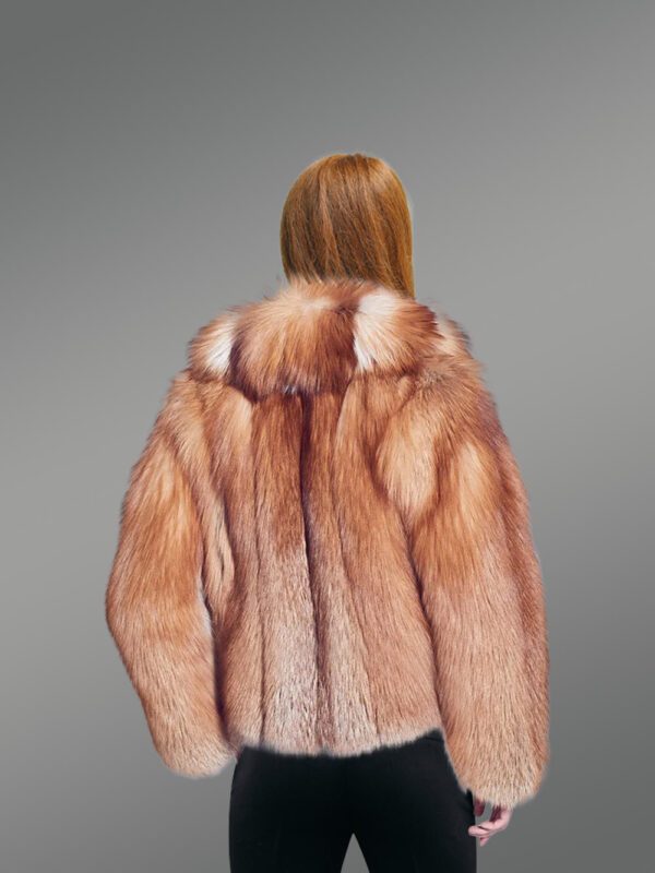 Women Short Length Red Fox Fur Coat - Image 4