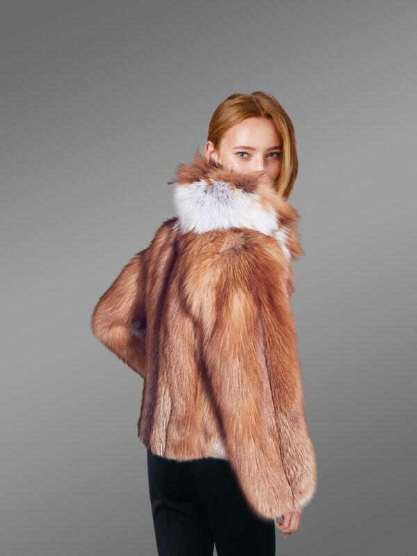 Women Short Length Red Fox Fur Coat - Image 3