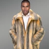 Men Bomber Jacket in Grey Fox Fur