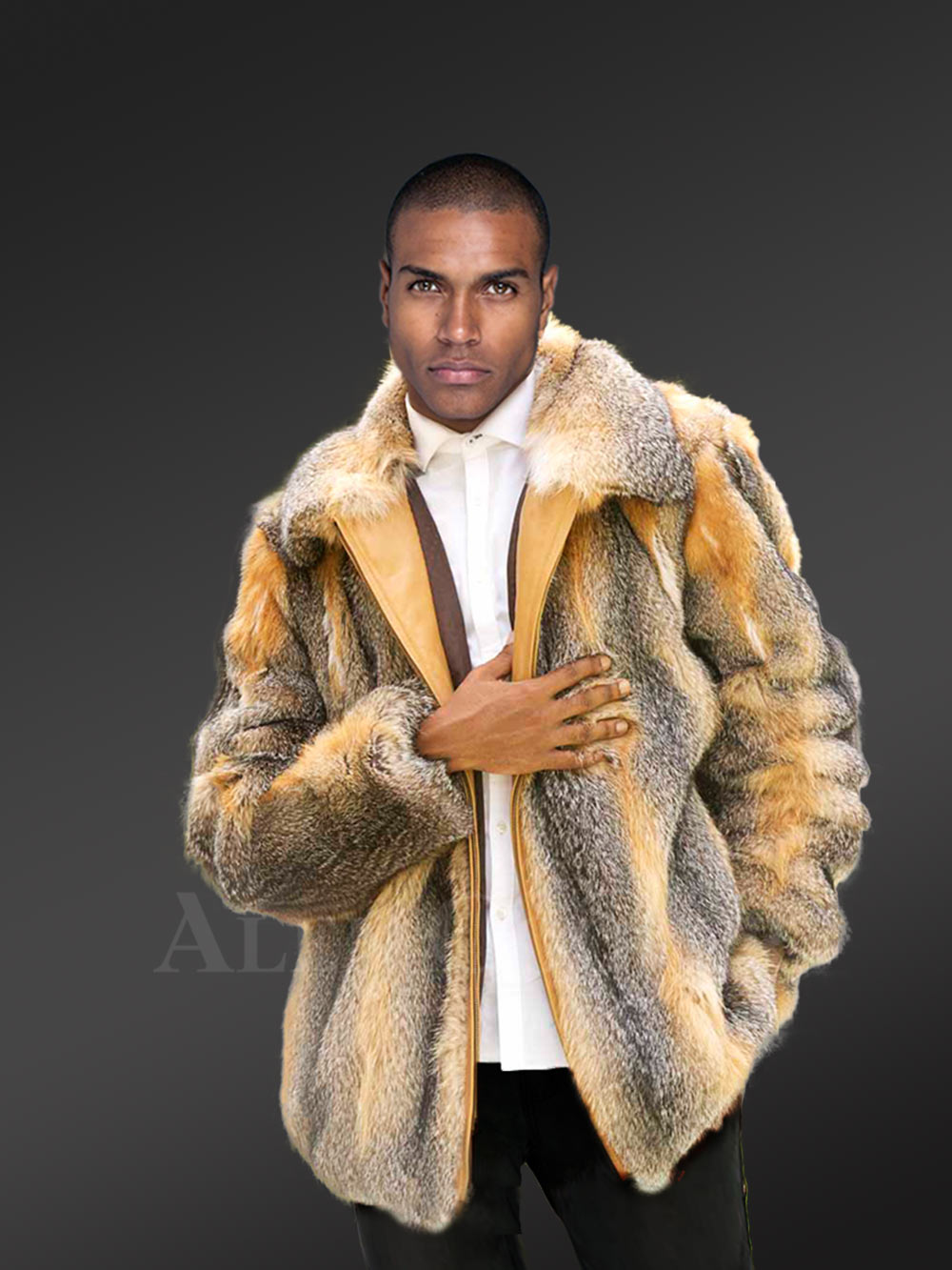 Fox Fur Men Jacket in Snuggly Bomber Style - Image 2