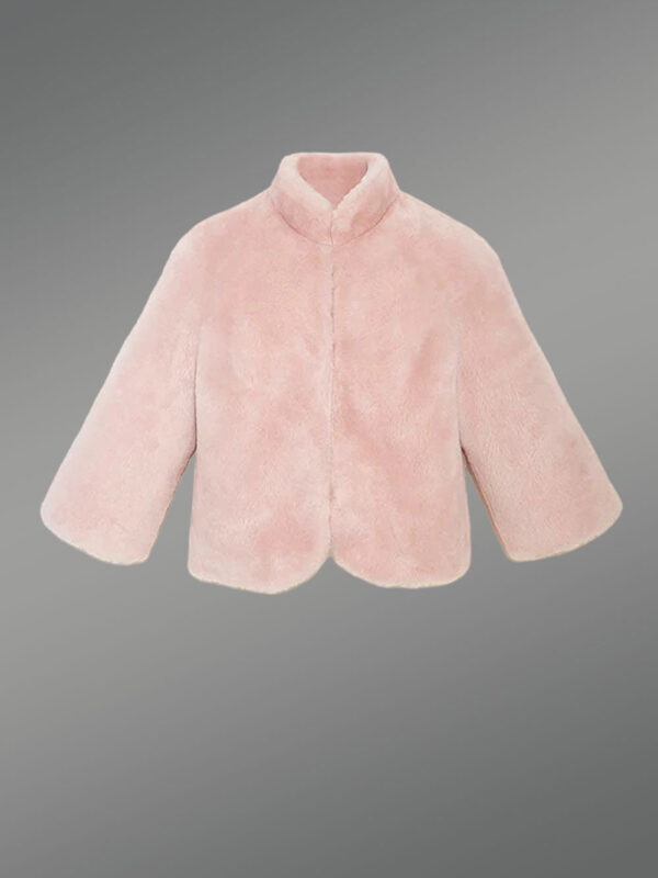 Shearling Crop Jacket in Pink - Image 2