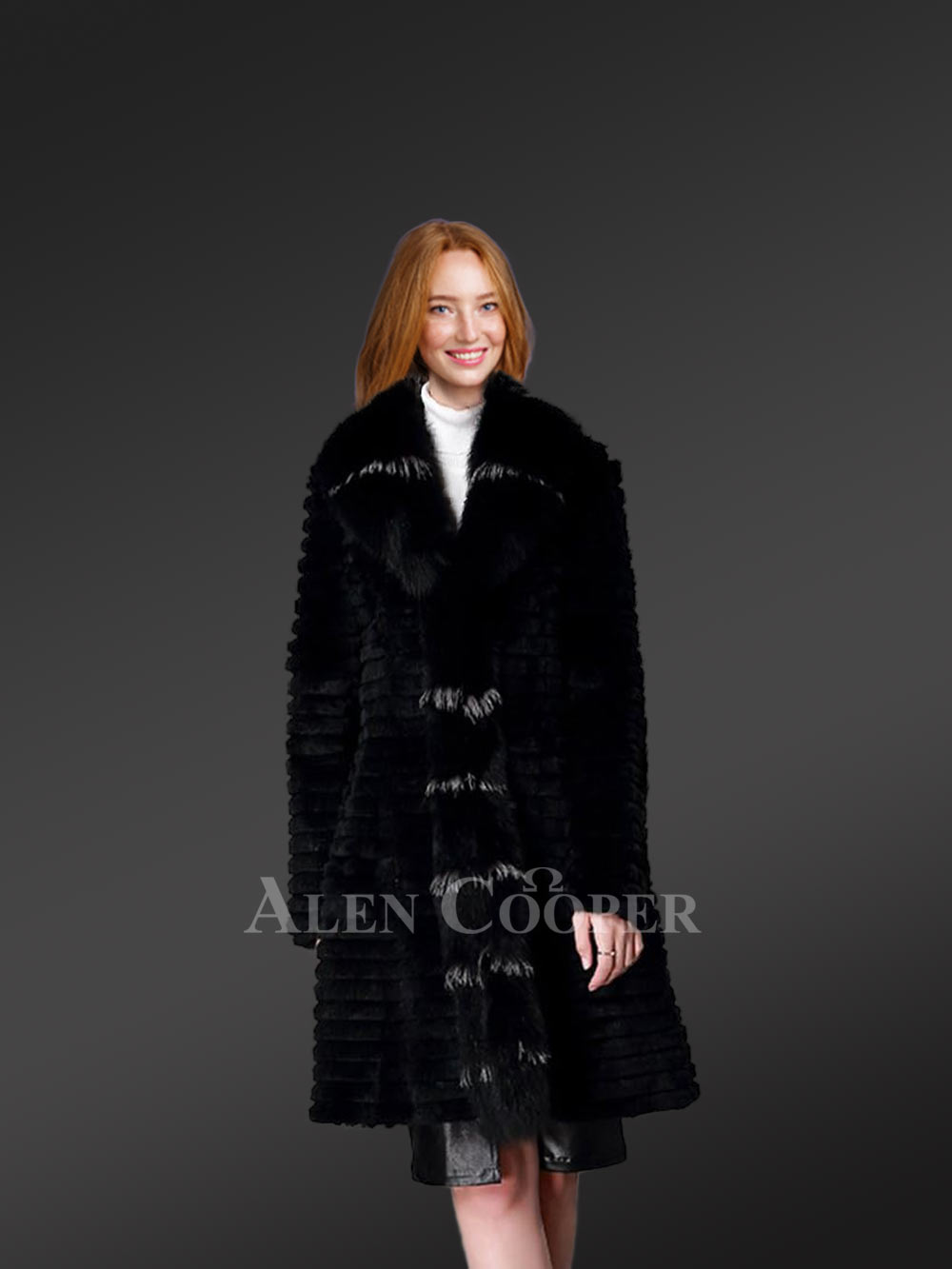 Horizontal Layered Rabbit Coat
