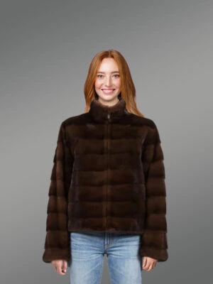 Turtle Neck Mink Coat for Women