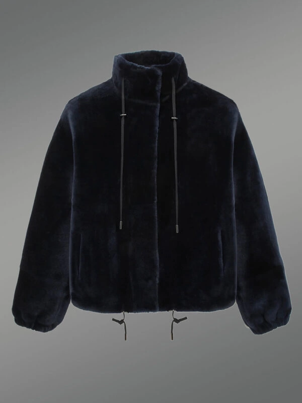 Women’s Shearling Bomber Jacket with Turtle Neck - Image 6