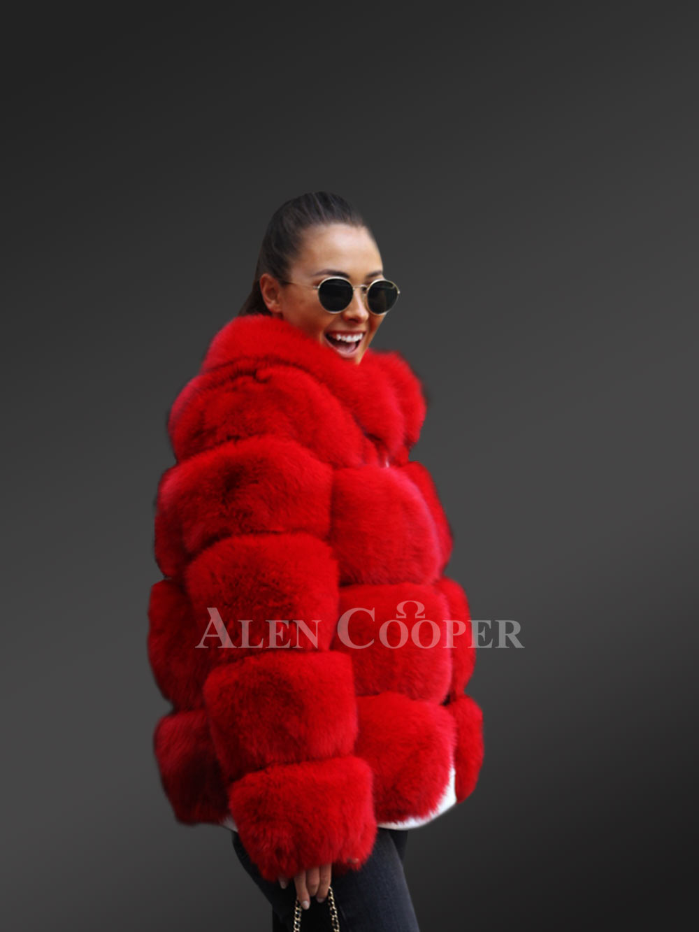 Womens Red Paragraph Fur Coat- Stylizing Winter Eventide - Image 2