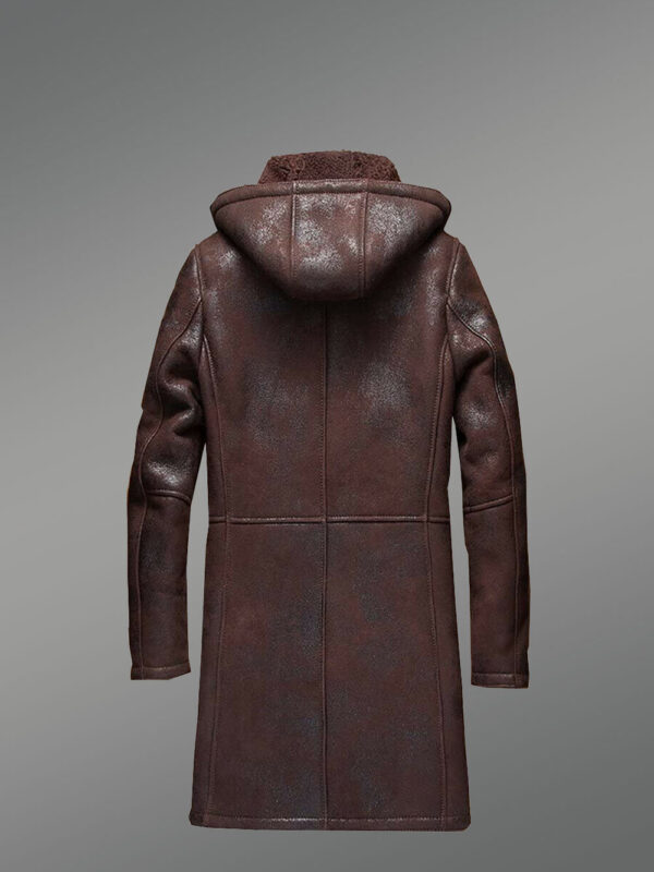 Mens Long Brown Shearling Coat for a High-Fashion Look - Image 2