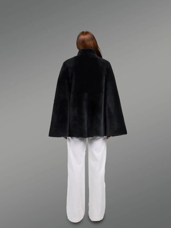 Sheepskin coat in Black  Mouton Finish - Image 3