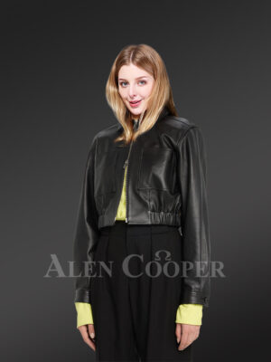 Leather Crop Jacket with Astonishing Features for a Smart Stylish Look