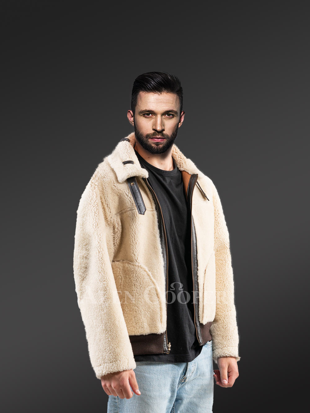 Sheepskin Reversible Jacket in Tan to Stay Warm, Comfortable & Stylish - Image 4