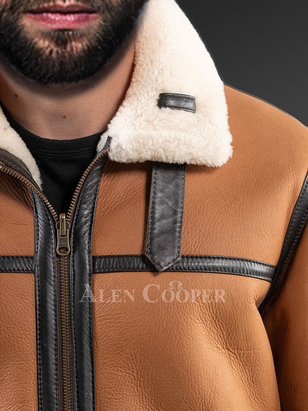 Sheepskin Reversible Jacket in Tan to Stay Warm, Comfortable & Stylish - Image 9