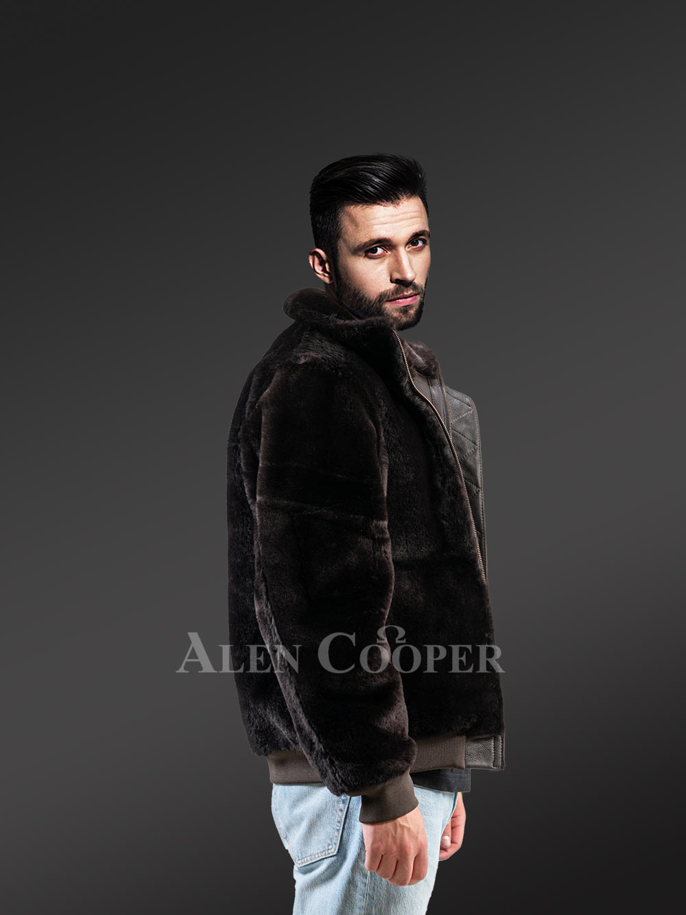 Mens Shearling Reversible Jacket with Outstanding Features on Both Sides - Image 7