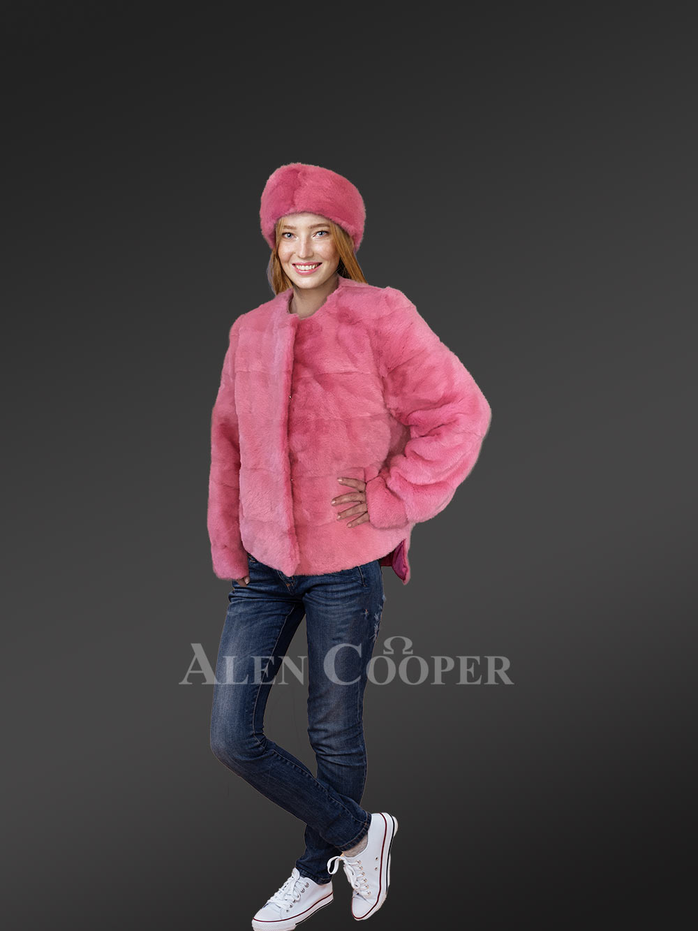Mink Fur Coat with Headband for a Ravishing Look - Image 2