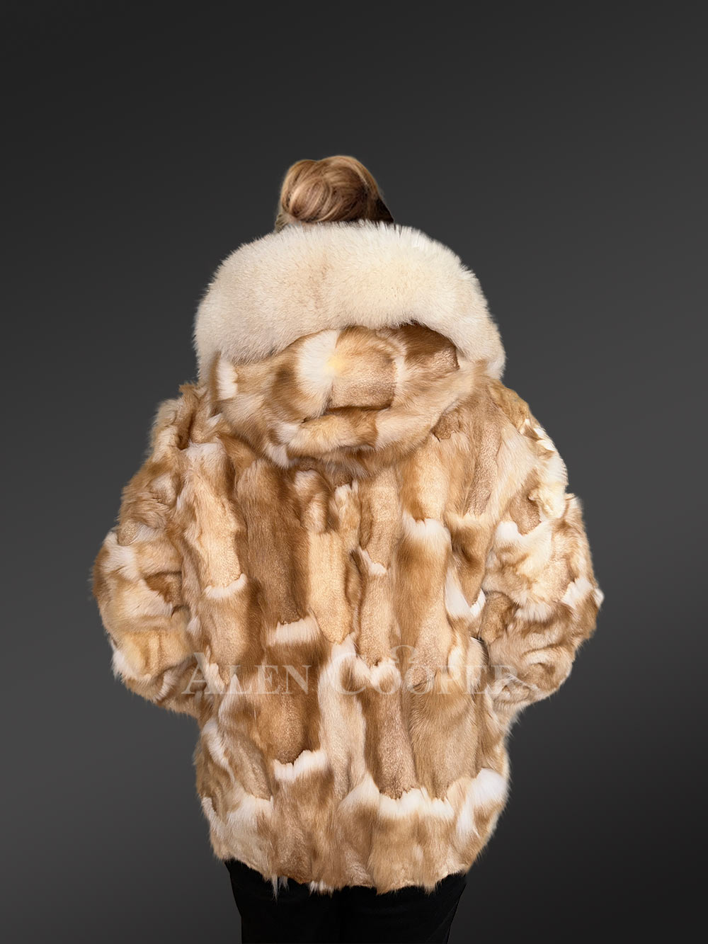 Golden Fox Fur Womens Bomber for a Ravishing Presence - Image 4