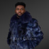Mens Blue Fox Fur Jacket (2)