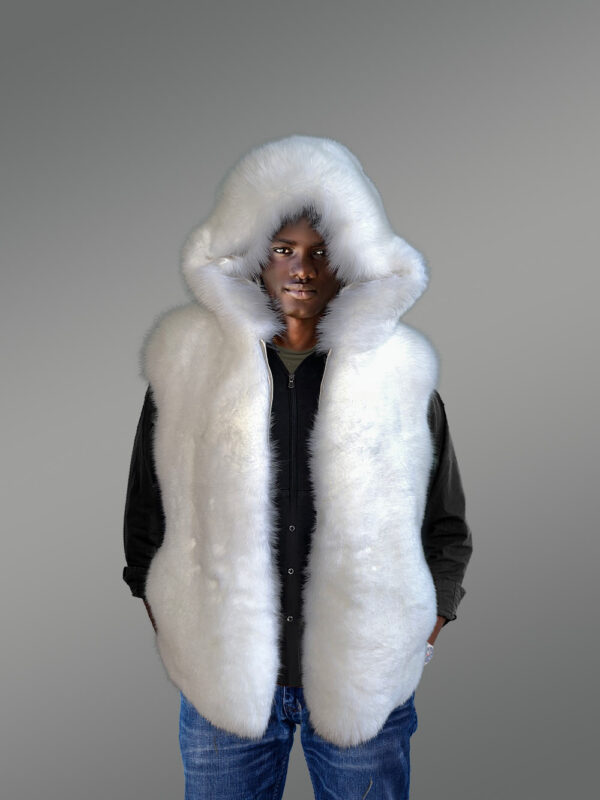 Fox Fur Vest with Hood to Elevate Ones Looks - Image 2