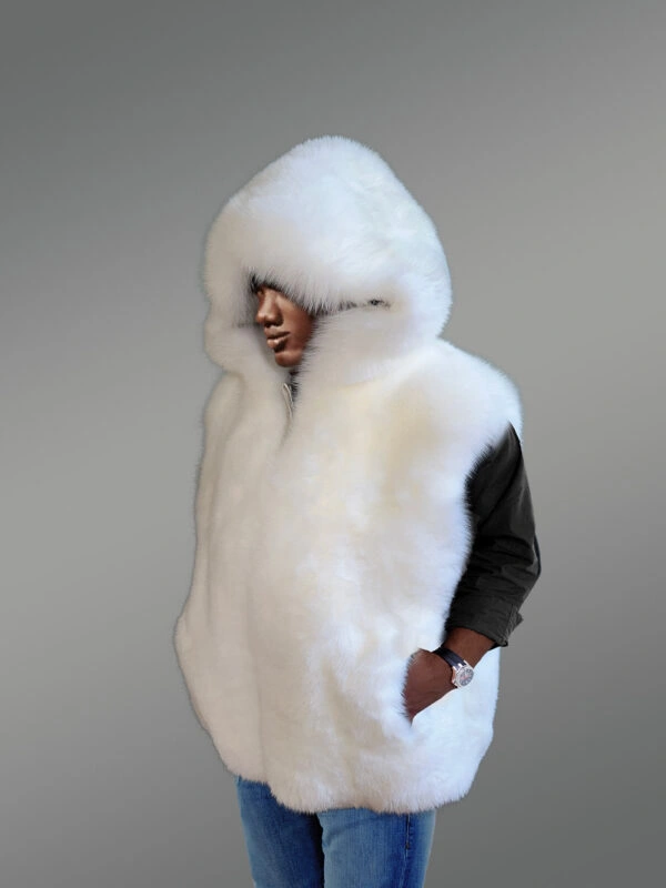 Fox Fur Vest with Hood to Elevate Ones Looks - Image 5