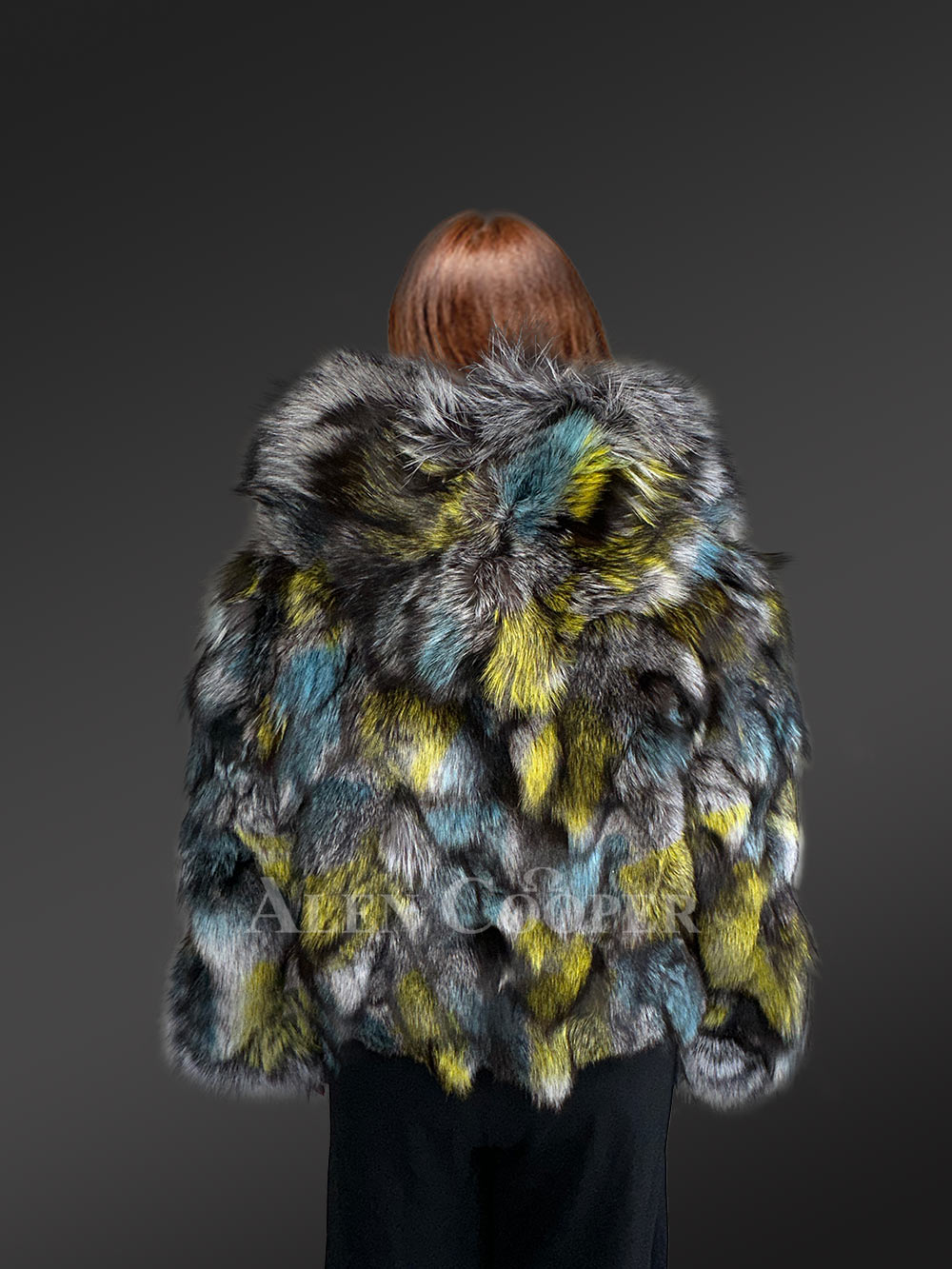 Hooded Silver Fox Crop Jacket with Captivating Looks - Image 4