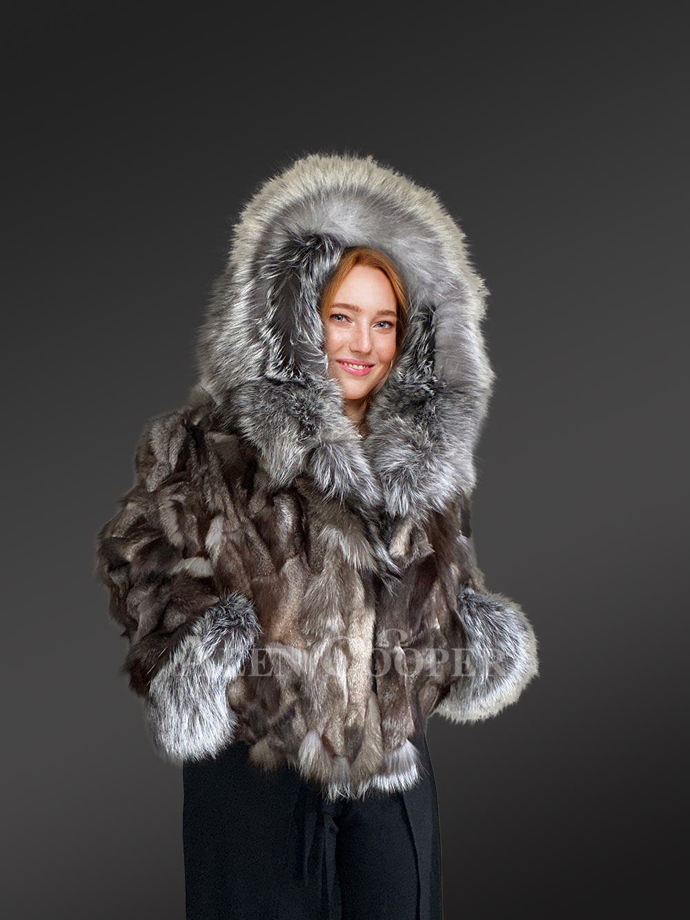 Womens Fox Fur Crop Jacket for Fashion and Comfort - Image 2
