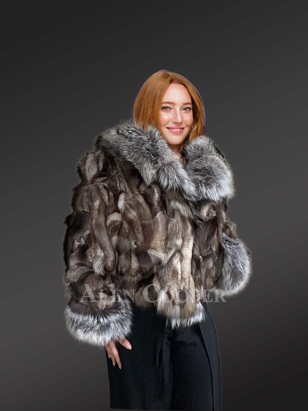 Womens Fox Fur Crop Jacket for Fashion and Comfort - Image 4
