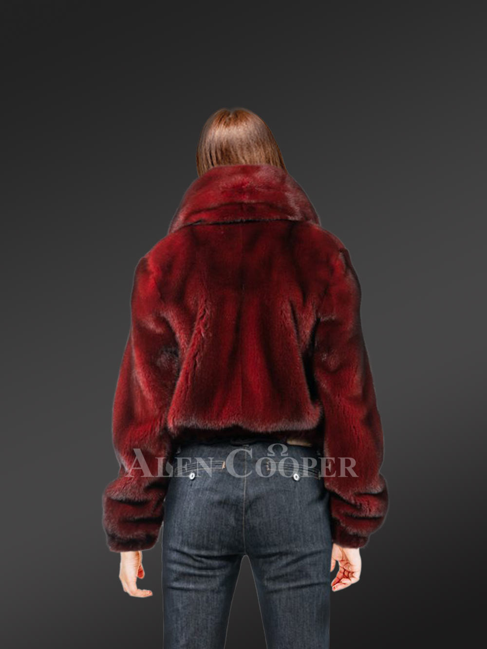 Womens Red Mink Bomber Jacket – Look Ravishing & Stay Warm - Image 3