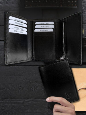 Black Trifold Leather Wallet - The Interminable Functional Accessory