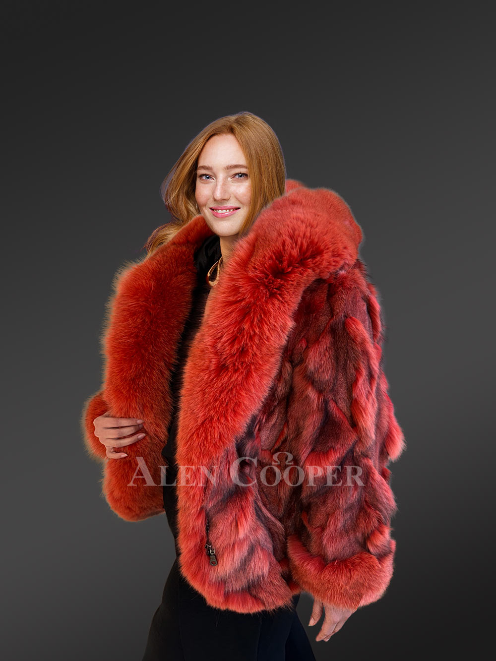 Womens Dressy Crop Style Fox Jacket an Exclusive Avant-Garde Wear - Image 5