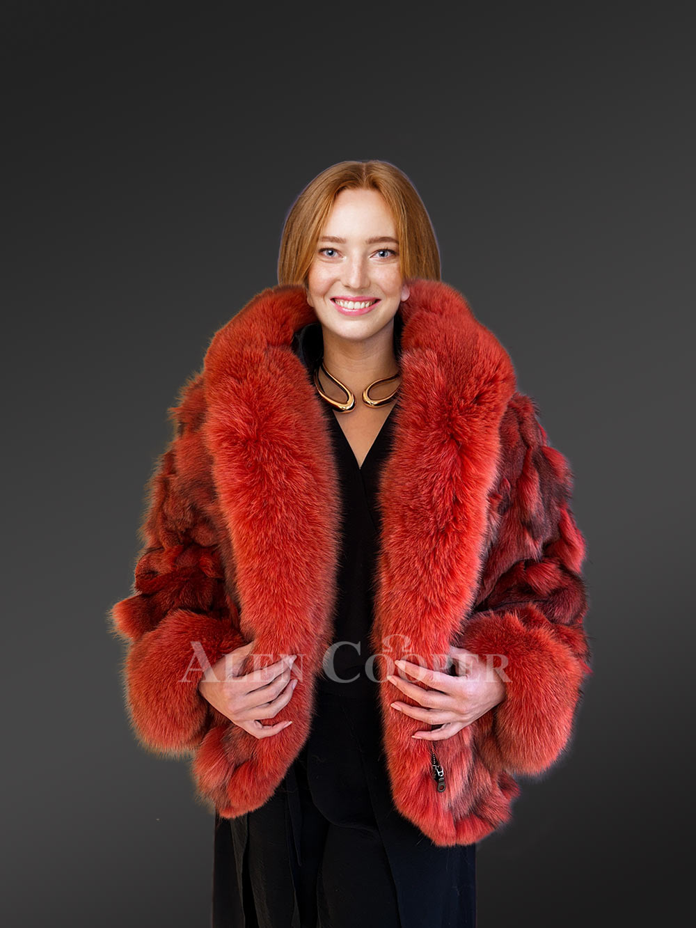 Womens Dressy Crop Style Fox Jacket an Exclusive Avant-Garde Wear - Image 4