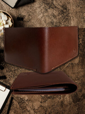 Men's Bi-Fold Brown Leather Wallet for Convenience and High-Fashion Looks
