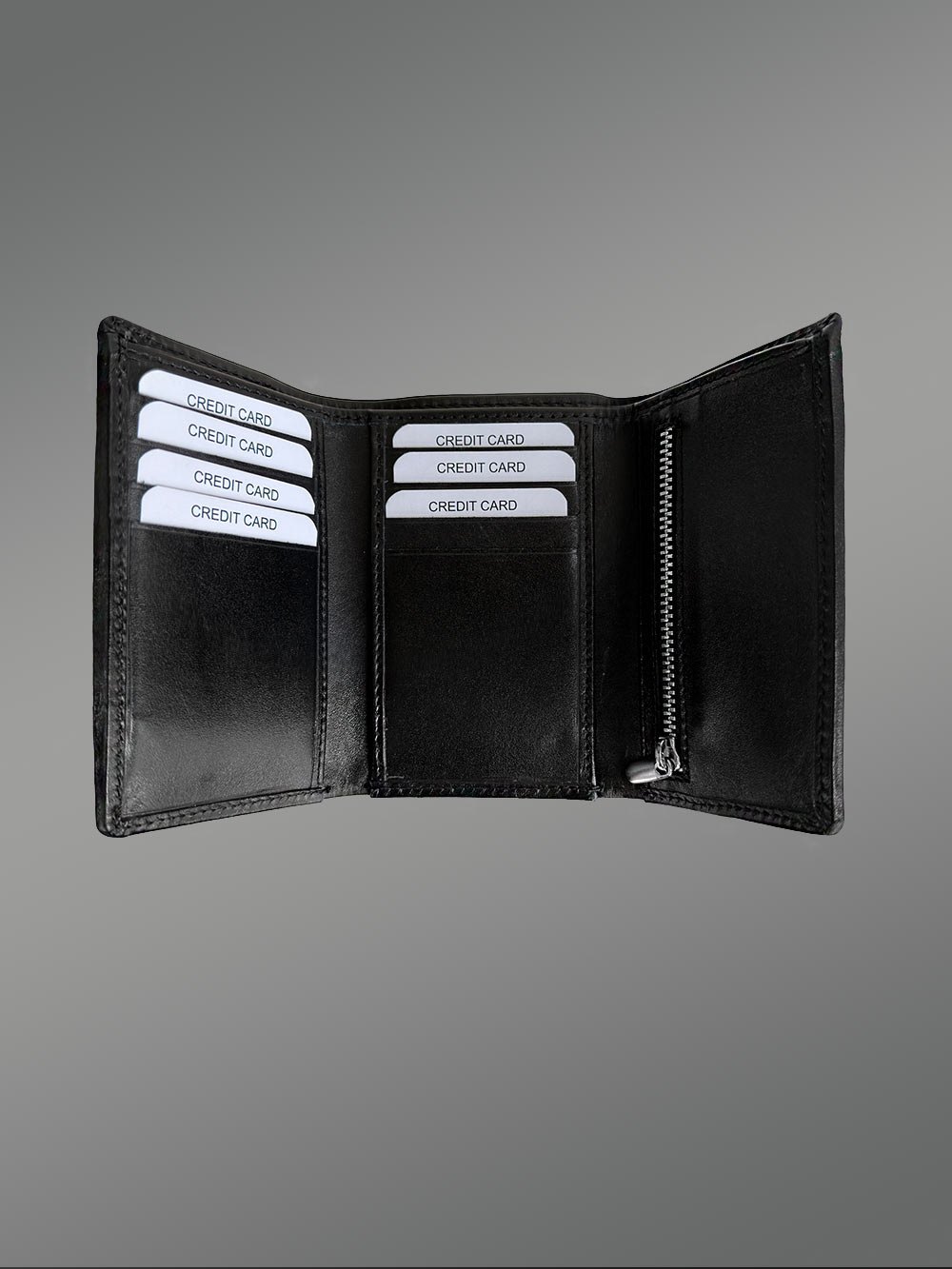 Black Trifold Leather Wallet - The Interminable Functional Accessory - Image 3