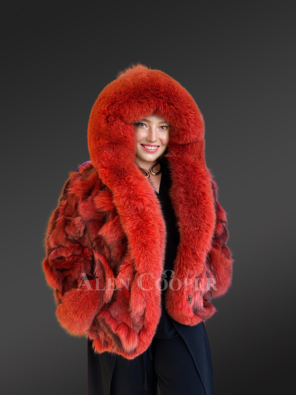 Womens Dressy Crop Style Fox Jacket an Exclusive Avant-Garde Wear - Image 6