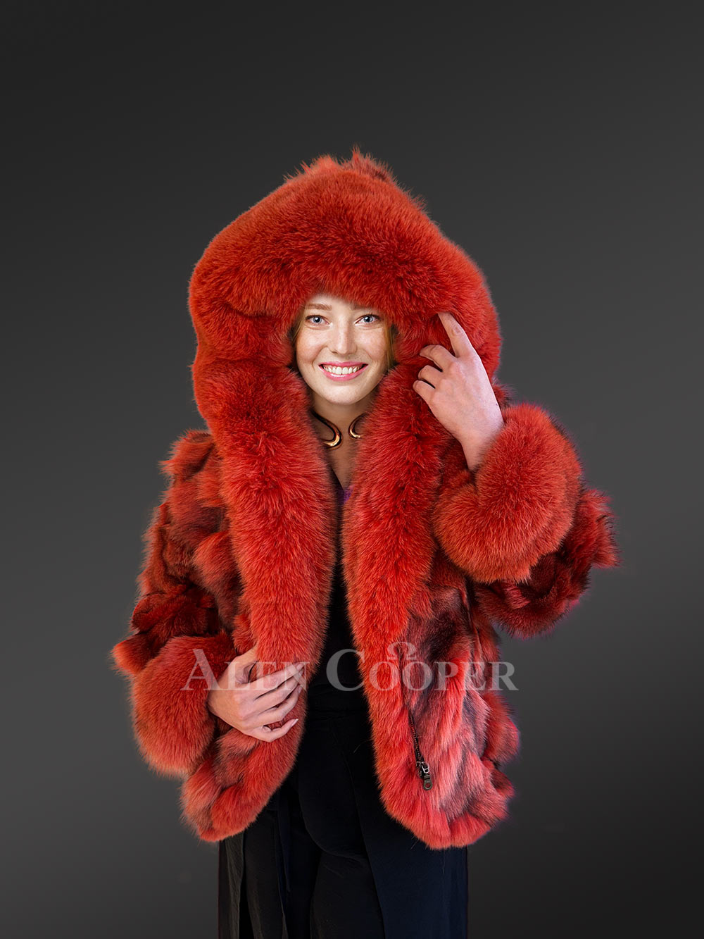 Womens Dressy Crop Style Fox Jacket an Exclusive Avant-Garde Wear - Image 3