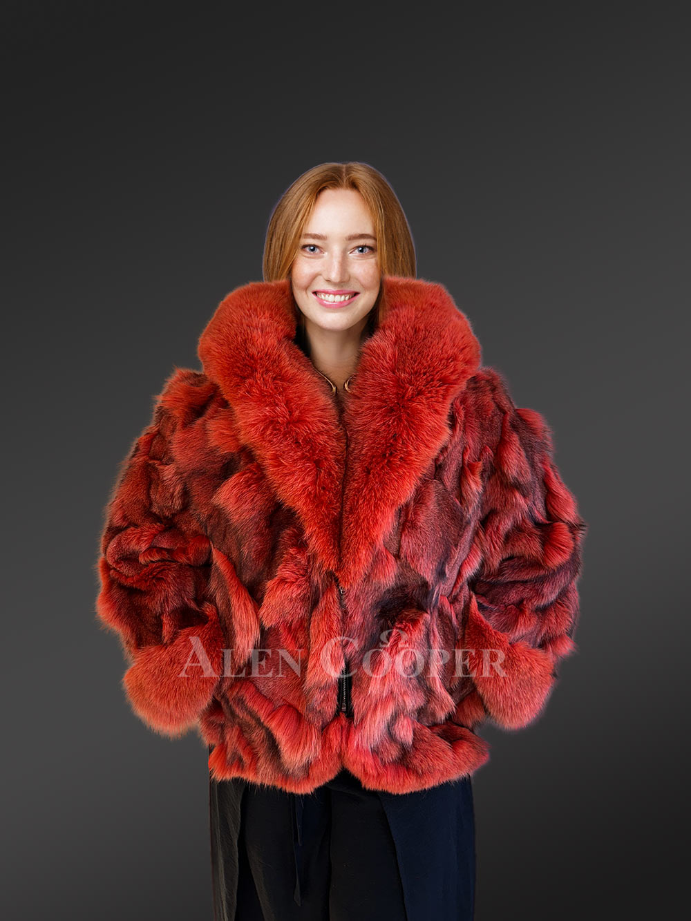 Womens Dressy Crop Style Fox Jacket an Exclusive Avant-Garde Wear - Image 2