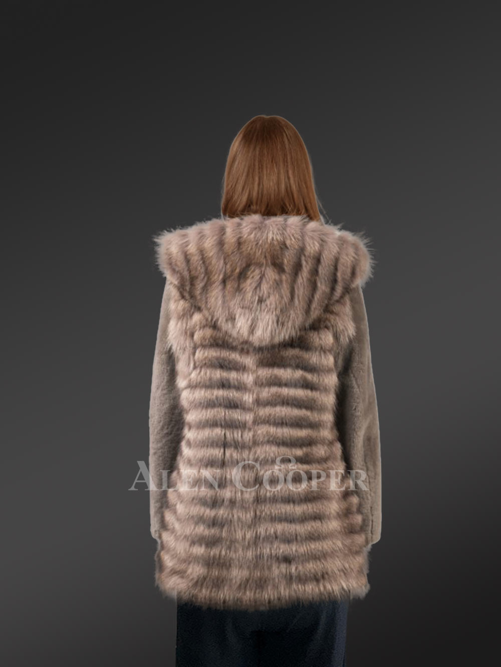 Womens Fusion Fur Coat in Brown to Be a Head-Turner at Anywhere - Image 4