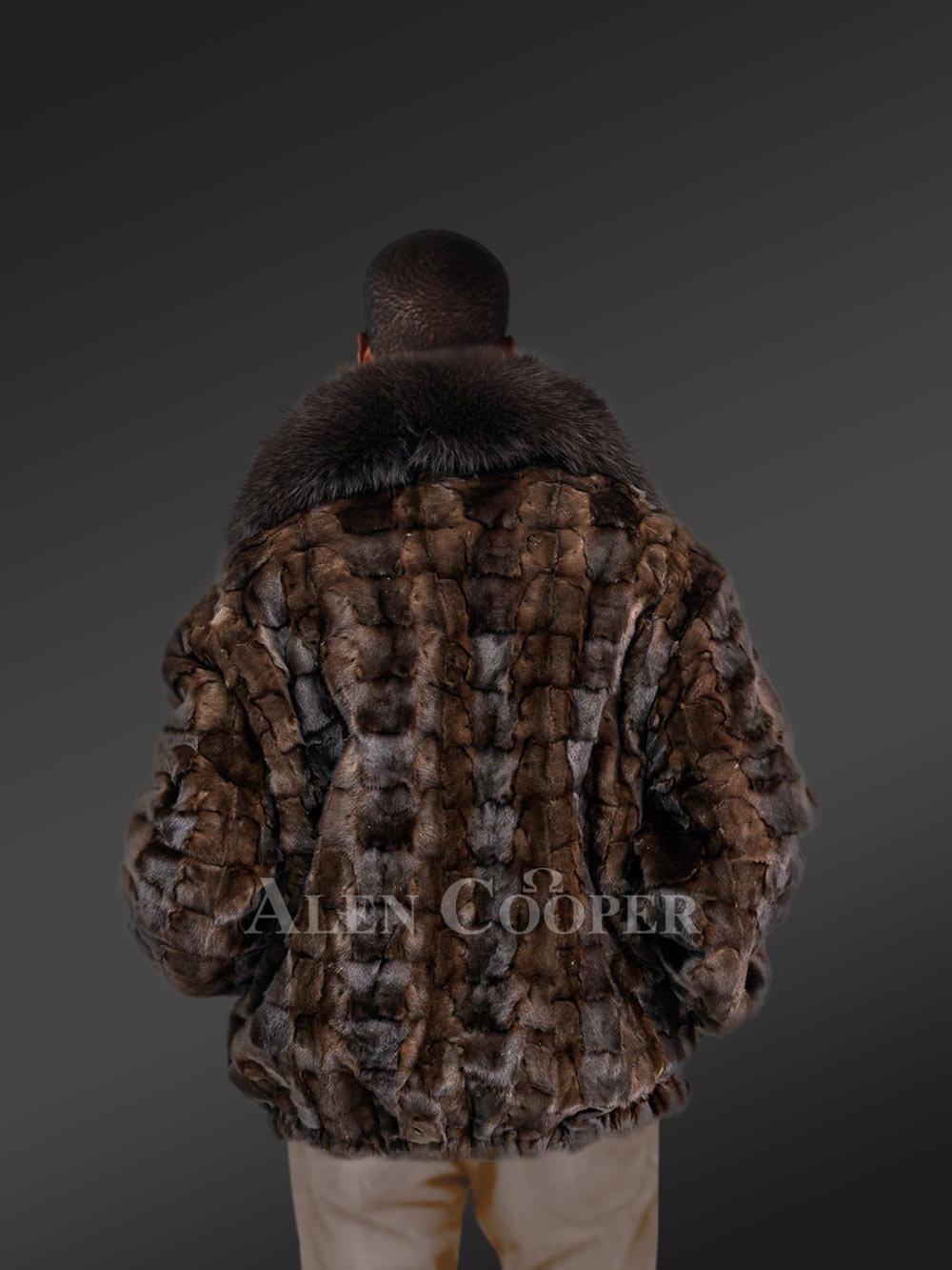 Mens bomber of mink with fox fur Collar – Look Effortlessly Suave - Image 2