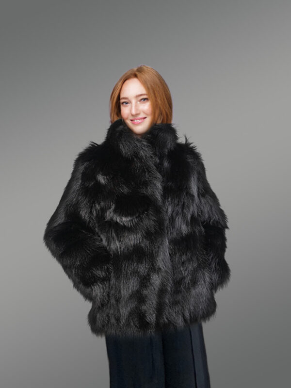 Womens Black Raccoon Coat - Image 2