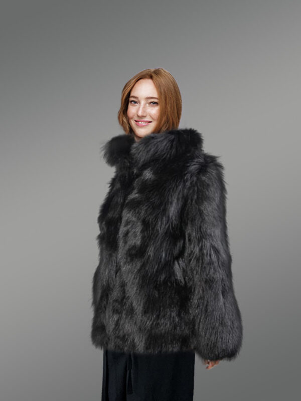 Womens Black Raccoon Coat - Image 5