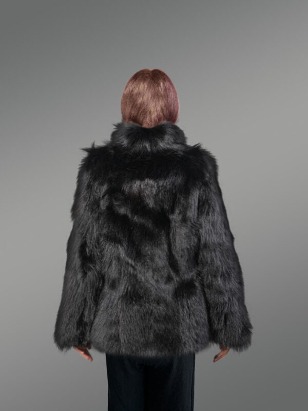 Womens Black Raccoon Coat - Image 4