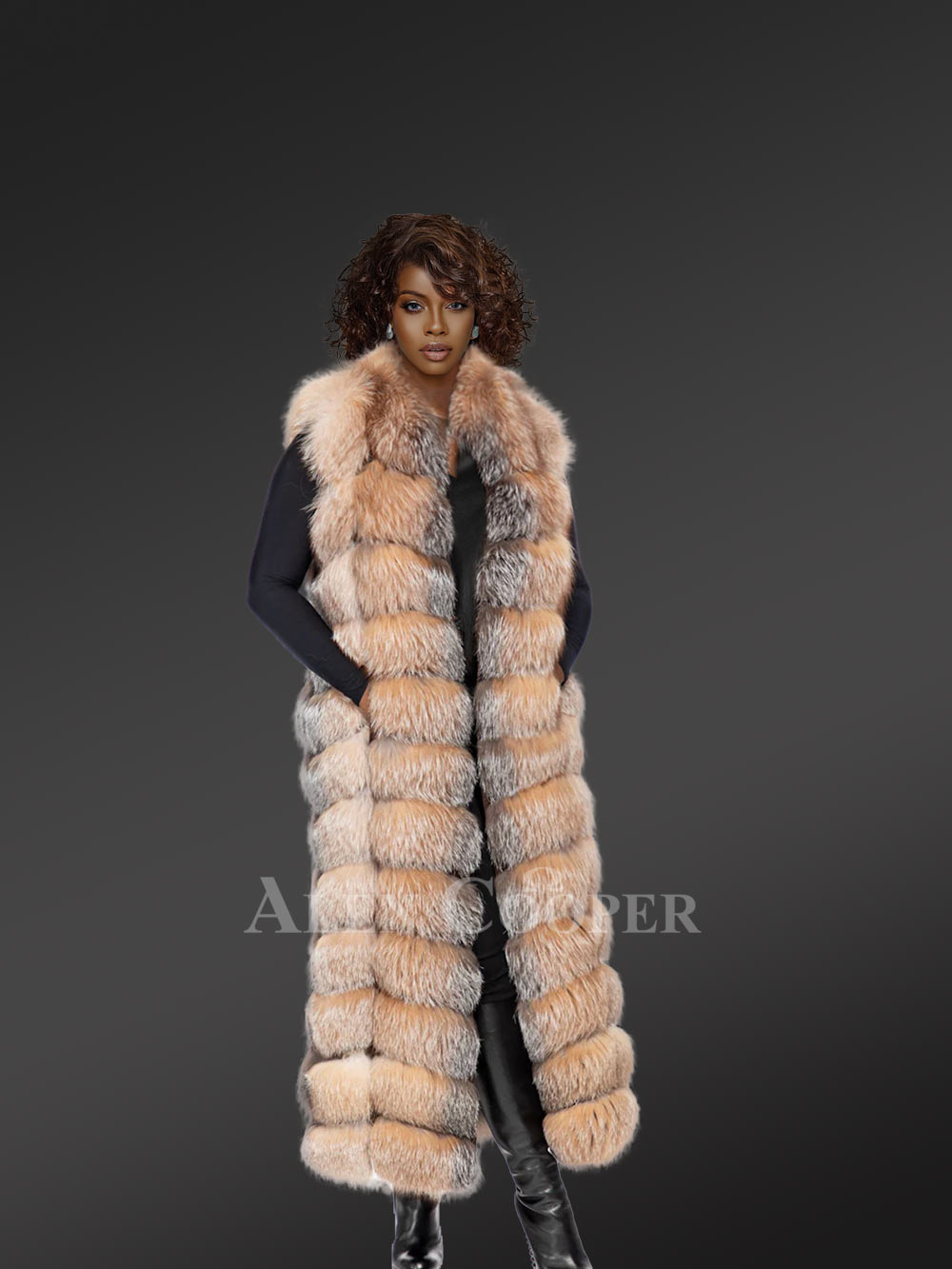 Womens Long Fox Fur Vest – Always Look Effortlessly Elegant - Image 2
