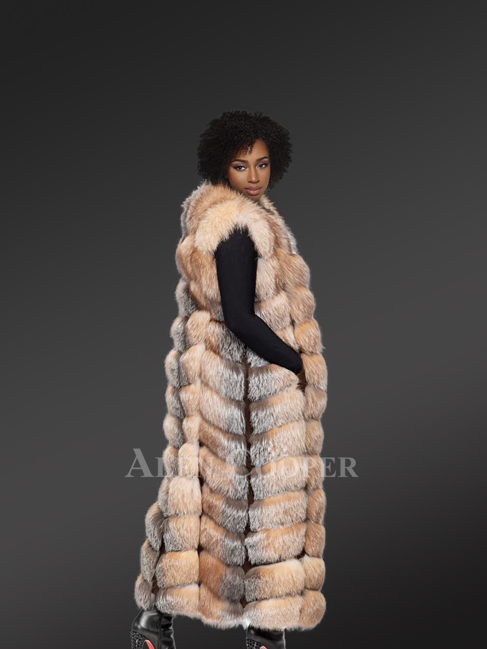 Womens Long Fox Fur Vest – Always Look Effortlessly Elegant - Image 3
