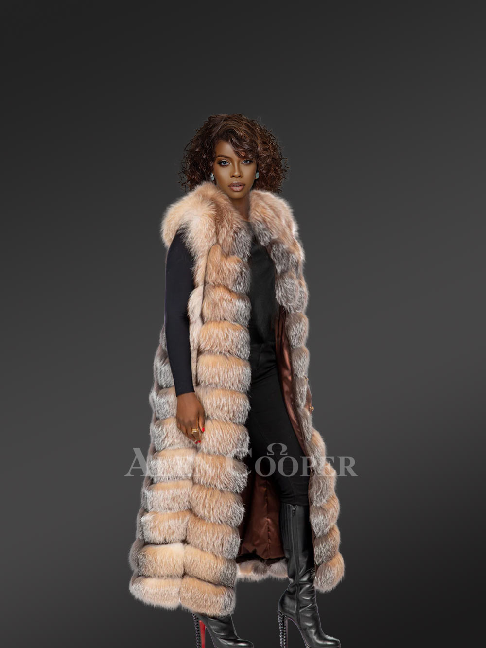 Womens Long Fox Fur Vest – Always Look Effortlessly Elegant - Image 4