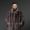 Men’s Blue Iris Mink Bomber Jacket