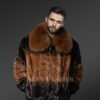 Men’s Diamond 2 Tone Mink Bomber with Fox Collar