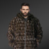 Men’s Diamond Shaped Mink Bomber Jacket