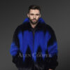 Men’s Fullskin 2 Tone Dyed Bomber in Blue and Black