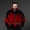 Men’s Fullskin 2 Tone Dyed Bomber in Red and Black