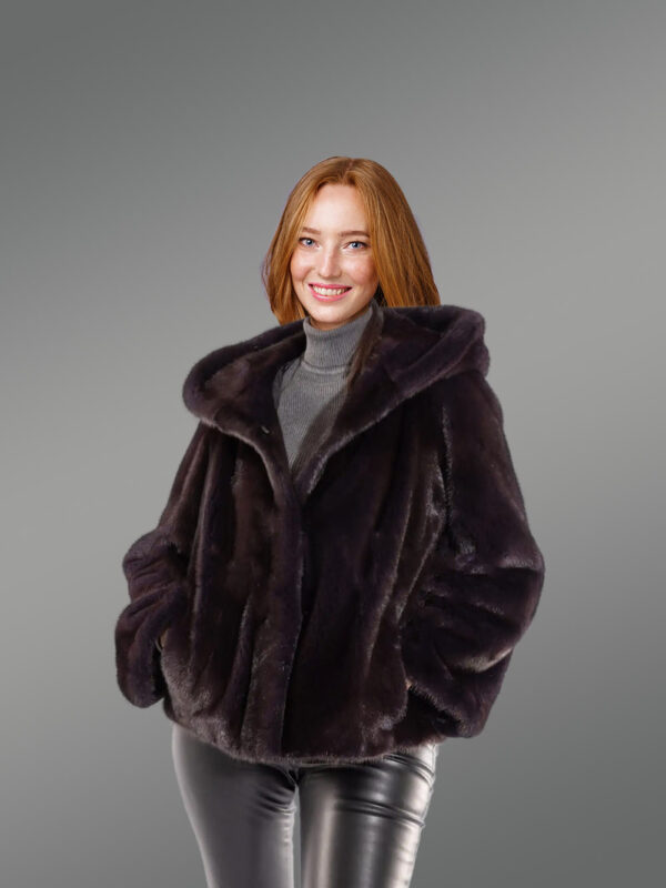 Full Skin Mink Coat with Lapel in Rich Brown