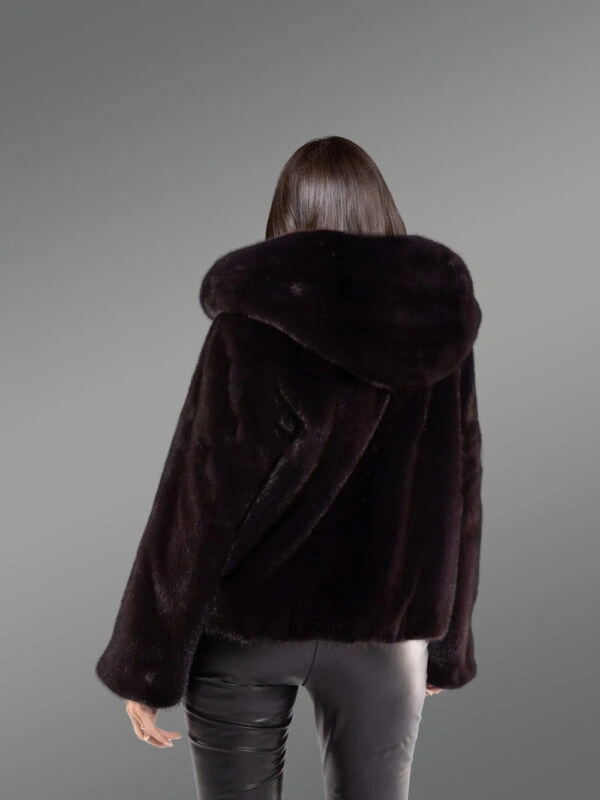 Full Skin Mink Coat with Lapel in Rich Brown - Image 8